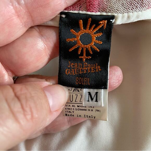 RARE Jean Paul Gaultier M 2000’s Soleil runway dress marbled ruched gold panel - Picture 11 of 13